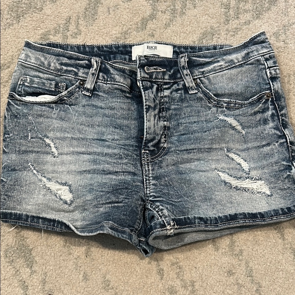 BKE Women's Distressed Denim Shorts - Black